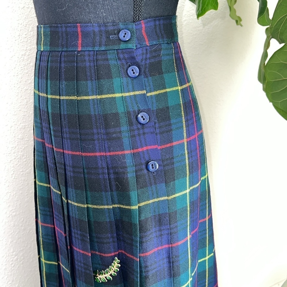 Preswick & Moore Door County Shop 100% Wool Plaid Pleated Skirt Made in England